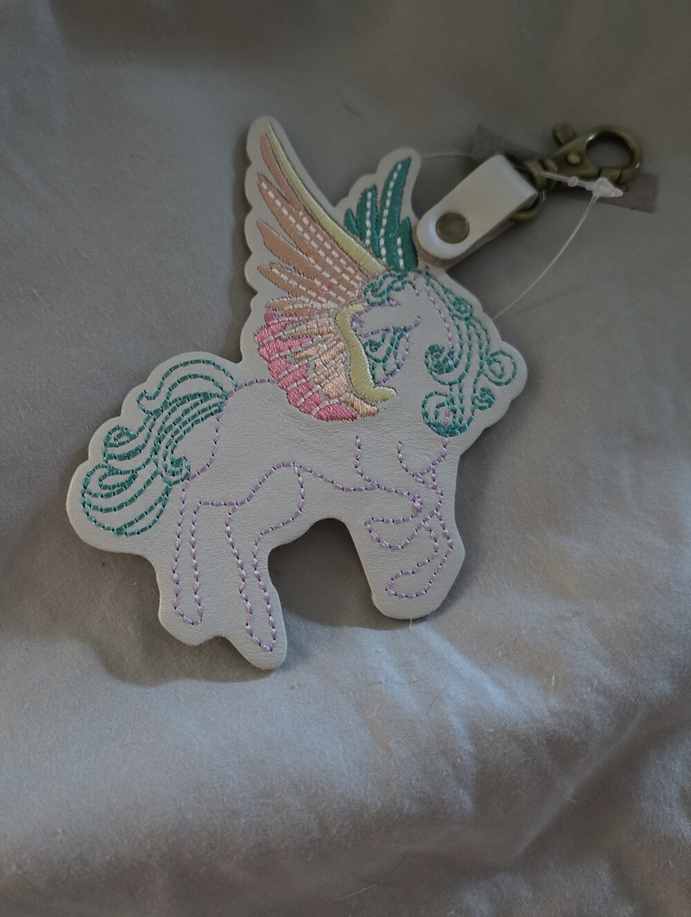 PLG Unicorn Keychain Bag Charm in White with Pastel Wings